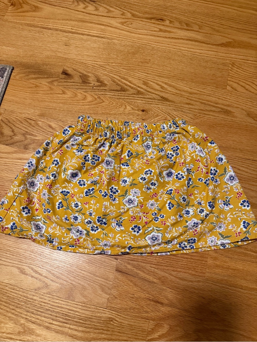 Yellow Floral Elastic Waist Skort